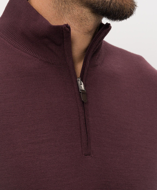 Canali Бордовый джемпер из шерсти с молнией MK01149C0015 изображение 5