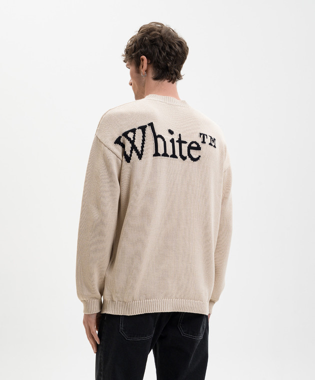 Off-White Бежевый свитер с узором логотипа 44MHE20QS26K001 изображение 4