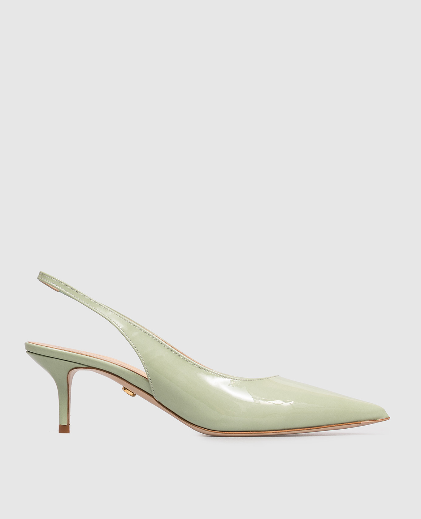 Зеленые кожаные лакированные слингбеки