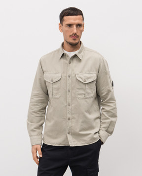 C.P. Company Серая рубашка с леном с патчем MSH082A110626G