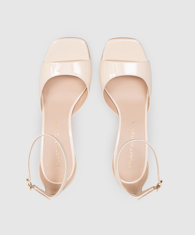 Stuart Weitzman Бежеві шкіряні лаковані босоніжки NUDIST SJ074 зображення 4