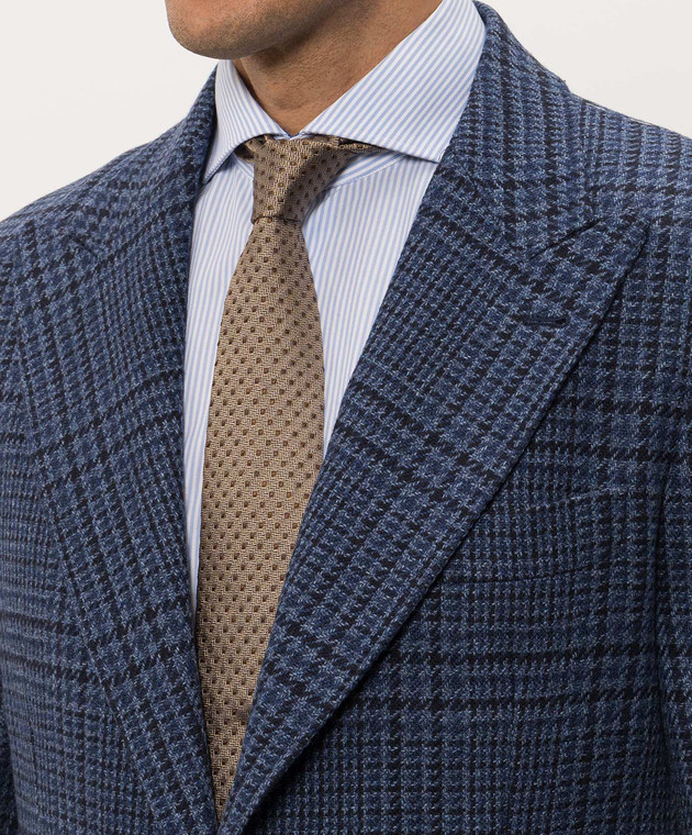 Brunello Cucinelli Бежева краватка із шовку в тканий візерунок MI8990018 зображення 2
