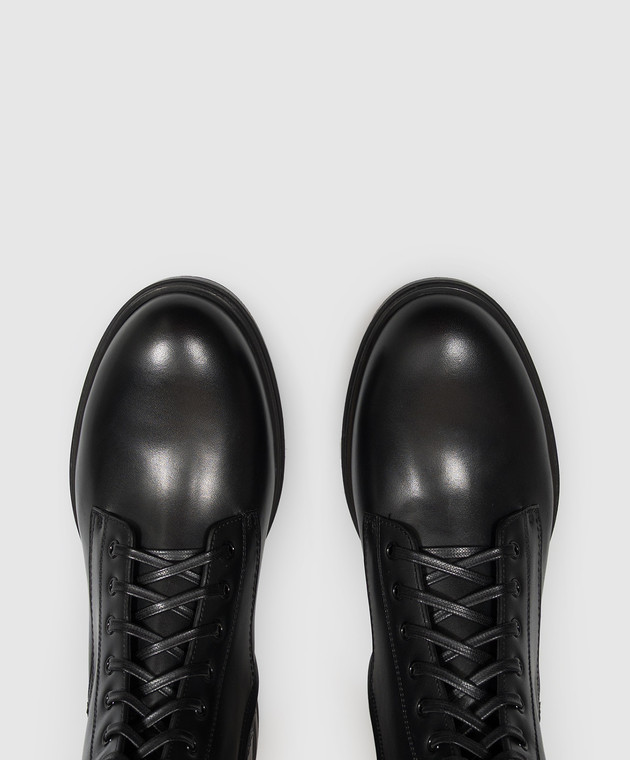 Santoni Чорні шкіряні черевики з ремінцями WTYW72409NERNDYL зображення 4