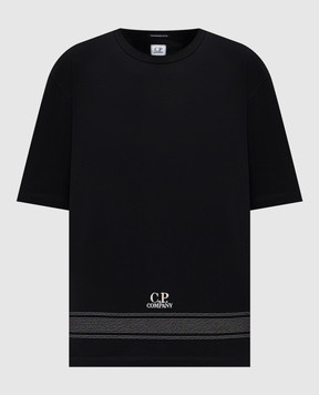 C.P. Company Чорна футболка з вишивкою логотипа MTS122A110580W