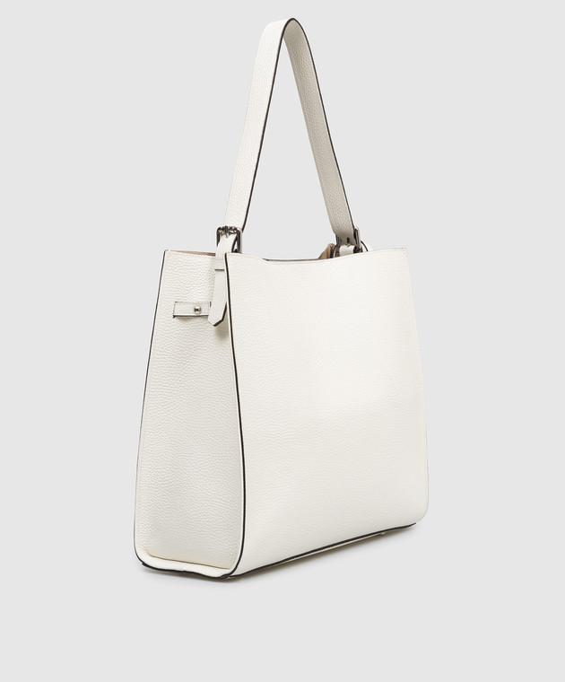 Gianni Notaro Кожаная сумка цвета айвори DOLLARO с принтом логотипа 255DOLLARONIKEL изображение 3