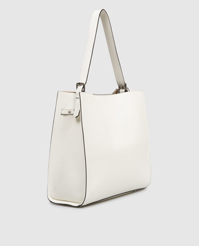 Gianni Notaro Шкіряна сумка кольору айворі DOLLARO з принтом логотипа 255DOLLARONIKEL