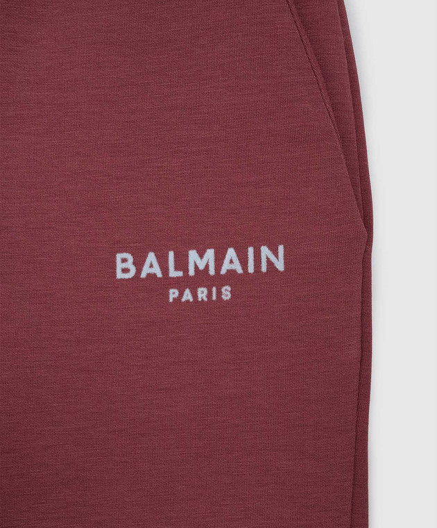 Balmain Детские бордовые джоггеры BZ6I60Z37281214 изображение 3