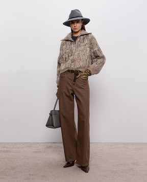 Brunello Cucinelli Бежевый кардиган с пайетками MNLR08306P