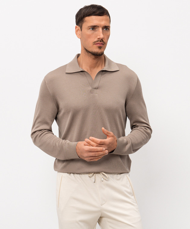 Stefano Ricci Коричневое поло из шелка KL66001PSBL26101 изображение 3