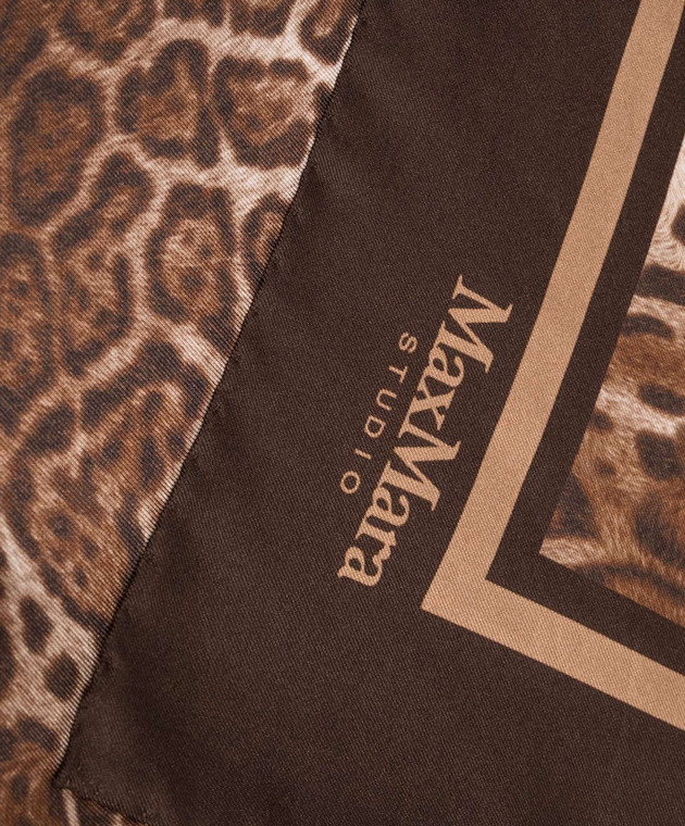 Max Mara Коричневый платок AQUILA из шелка в леопардовый принт MSTAQUILA изображение 3
