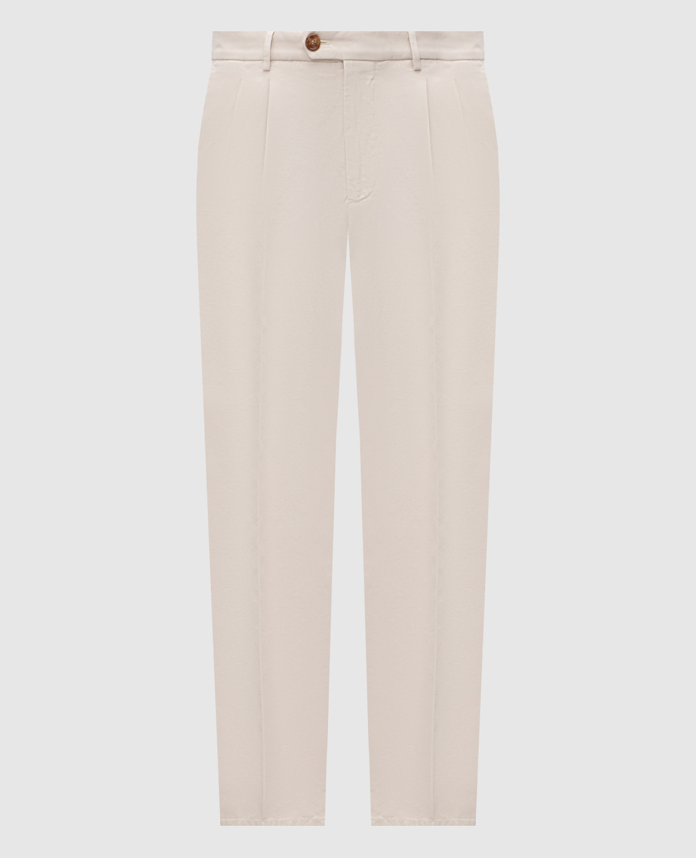 

Бежевые брюки из хлопка, Бежевый, Зауженные брюки