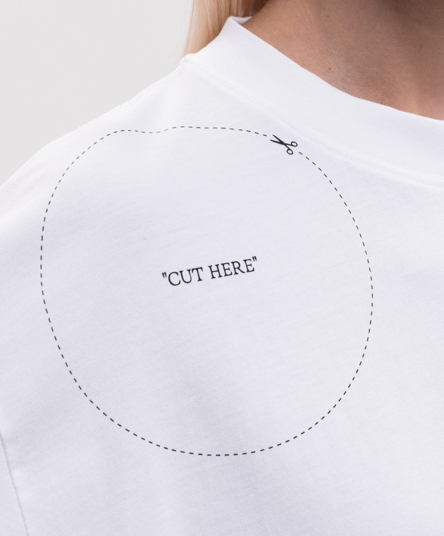 Off-White Белая футболка Cut Here 2FA00438T изображение 5