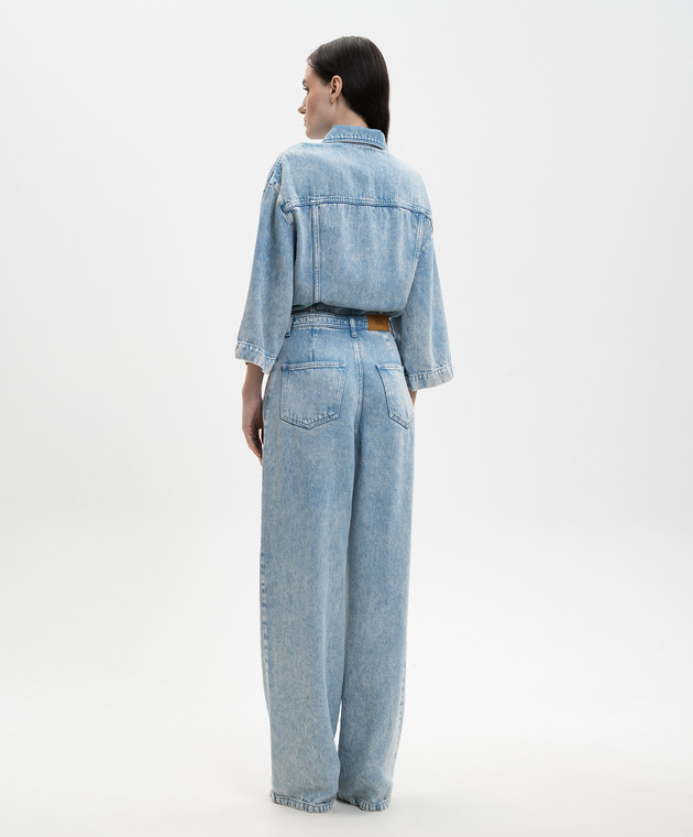 Solotre Блакитний джинсовий комбінезон з ефектом потертості M1AB0166 зображення 4