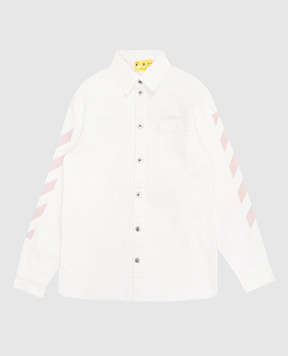 Off-White Дитяча біла джинсова сорочка з принтом емблеми 44GYD002S26D001