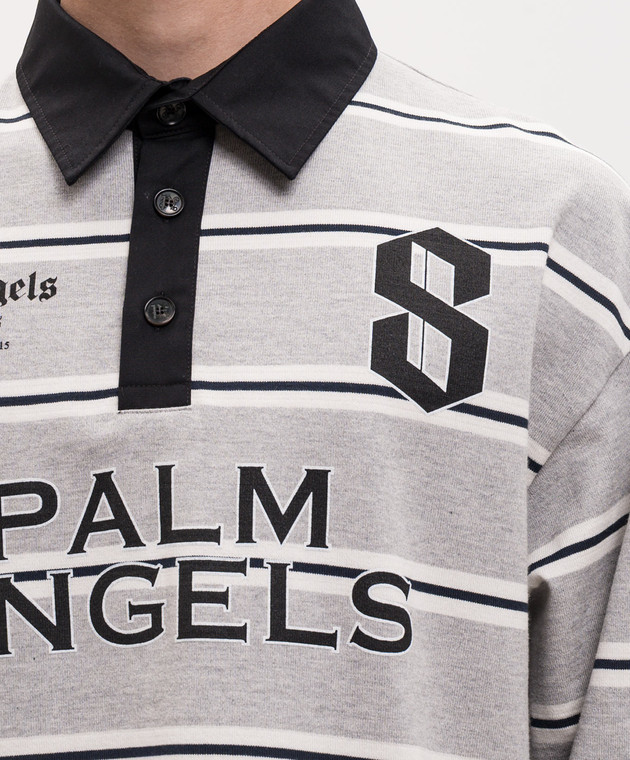 Palm Angels Сірий світшот в смужку з коміром-поло PMGC01DS26FAB001 зображення 5