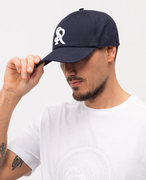 Stefano Ricci Синя кепка з контрастною монограмою логотипа MCV610028FCTC800