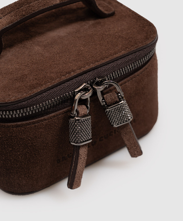 Brunello Cucinelli Коричневый замшевый ящик для украшений MWDLM2727 изображение 3