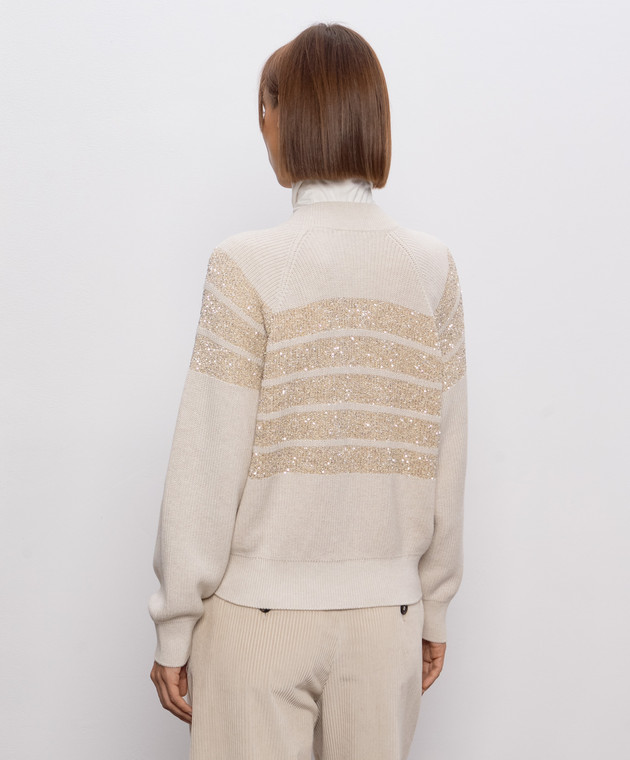 Brunello Cucinelli Кардиган цвета айвори с полосками с пайетками M58734706P изображение 4