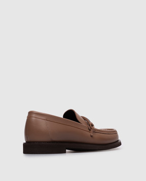 Brunello Cucinelli Коричневі шкіряні лофери з ланцюжком моніль MZMGG3314P