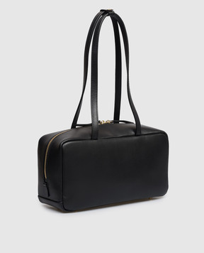 Christian Villa Черная кожаная сумка с принтом логотипа 06497