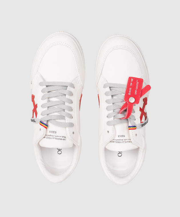 Off-White Детские белые кожаные кроссовки Vulcanized OBIA003S26LEA001 изображение 4