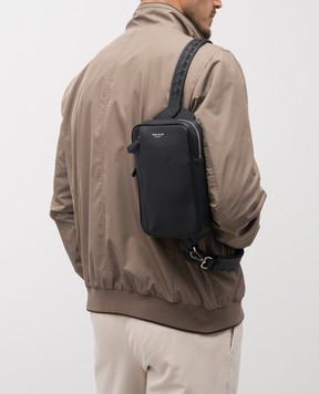 Serapian Синяя кожаная сумка-слинг с логотипом SRCMOMML738715A021