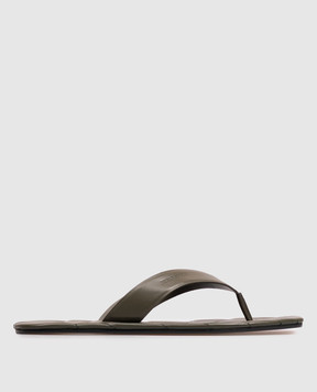 JW Anderson Шкіряні шльопанці кольору хакі з тисненням логотипа SL0016LA0232