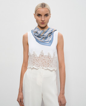 Ermanno Scervino Голубой платок из шелка в полоску D482R300XZM