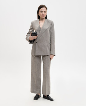 Loulou de Saison Серый двубортный жакет SUNA с льном SUNA