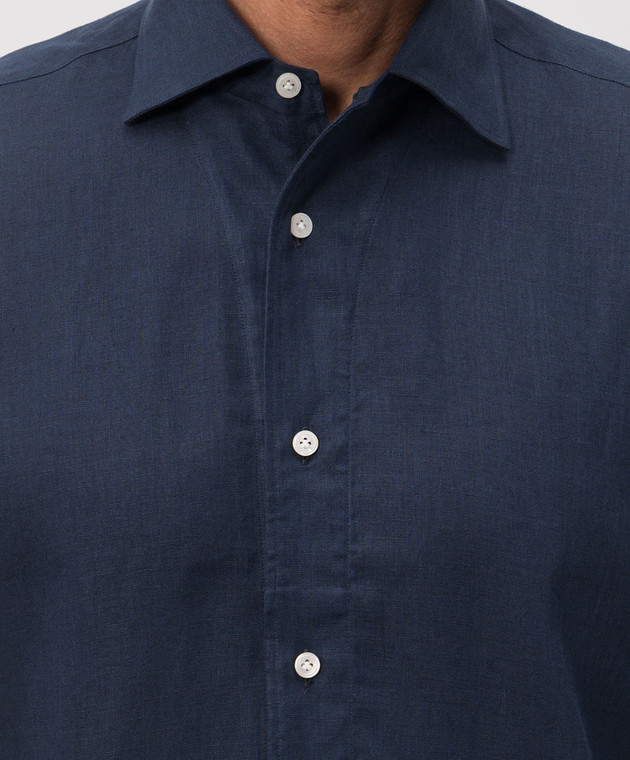 Enrico Mandelli Синяя рубашка из льна CUBANA5701 изображение 5