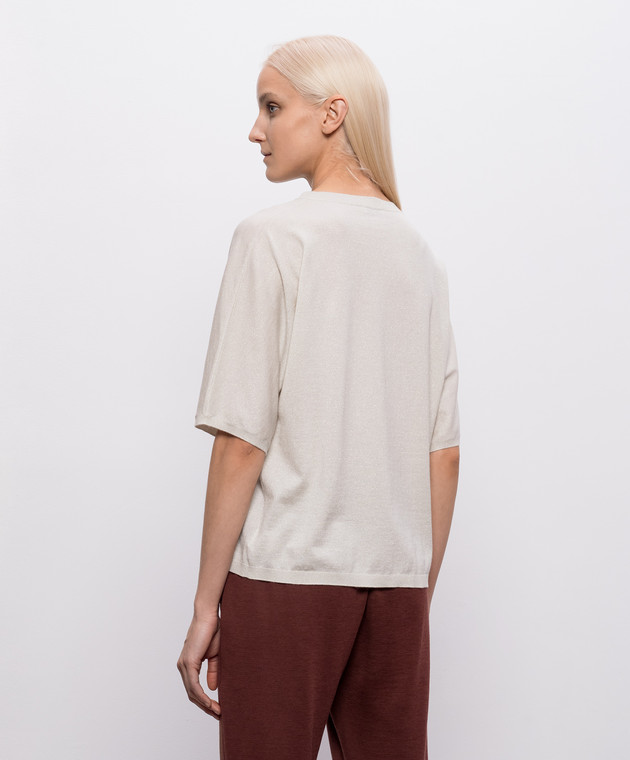 Brunello Cucinelli Бежевый топ с кашемиром и шелком с люрексом M41835700P изображение 4