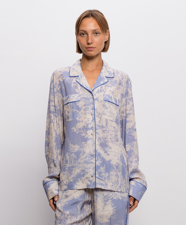 Off-White Рубашка в стиле пижамы City Nature Habutai 2FB00557T изображение 3