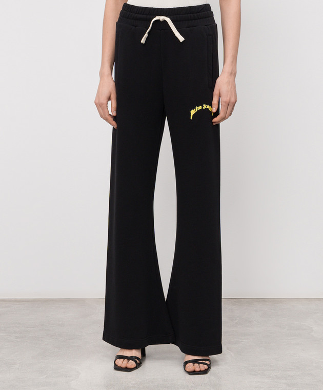 Palm Angels Черные спортивные брюки с принтом логотипа PWCH029S26FLE003 изображение 3