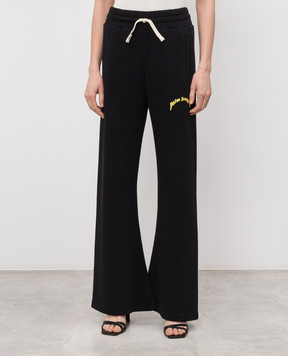 Palm Angels Чорні спортивні штани з принтом логотипа PWCH029S26FLE003