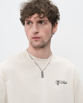 Off-White Сріблястий ланцюжок з підвіскою Diag OMOB15WC99MET001