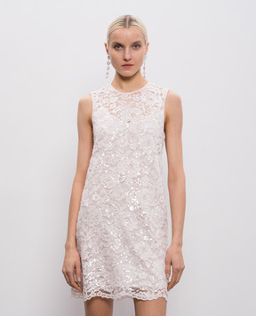 Twinset Розовое платье мини в кружево с пайетками 261TP2631