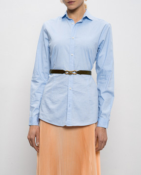 Bottega Veneta Коричневий шкіряний регульований ремінь з плетінням 855245VCPP5