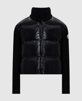 Moncler Чорна пухова куртка з вовною та кашеміром L10939B00019M4281