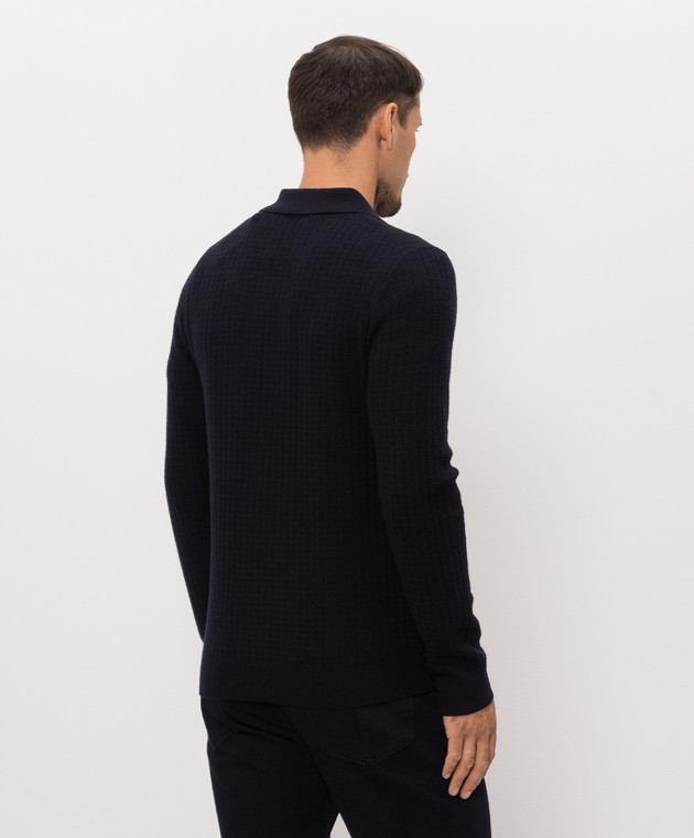 Trussardi Синее поло из шерсти в узор M0148000112NMK646K36 изображение 4