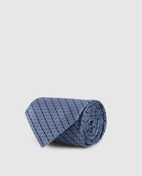 Stefano Ricci Блакитна краватка із шовку у візерунок CCX56018