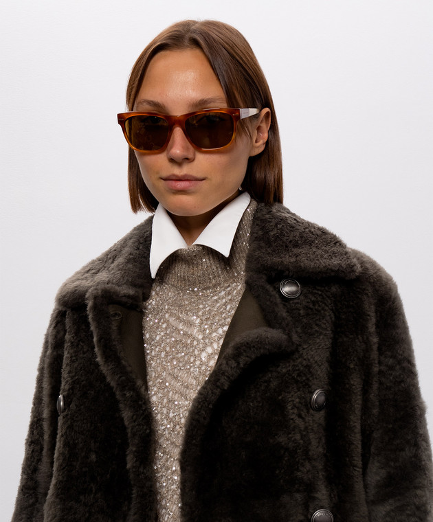 Brunello Cucinelli Коричневые солнцезащитные очки с гравировкой логотипа MOCMULTS52 изображение 2