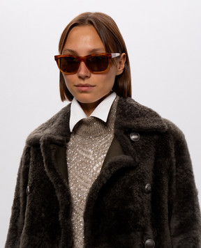 Brunello Cucinelli Коричневые солнцезащитные очки с гравировкой логотипа MOCMULTS52