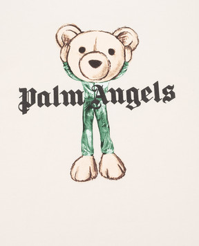 Palm Angels Дитяча бежева футболка з принтом PBAA002S26JER004