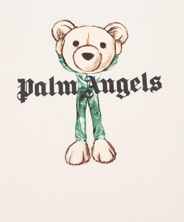Palm Angels Дитяча бежева футболка з принтом PBAA002S26JER004 зображення 3