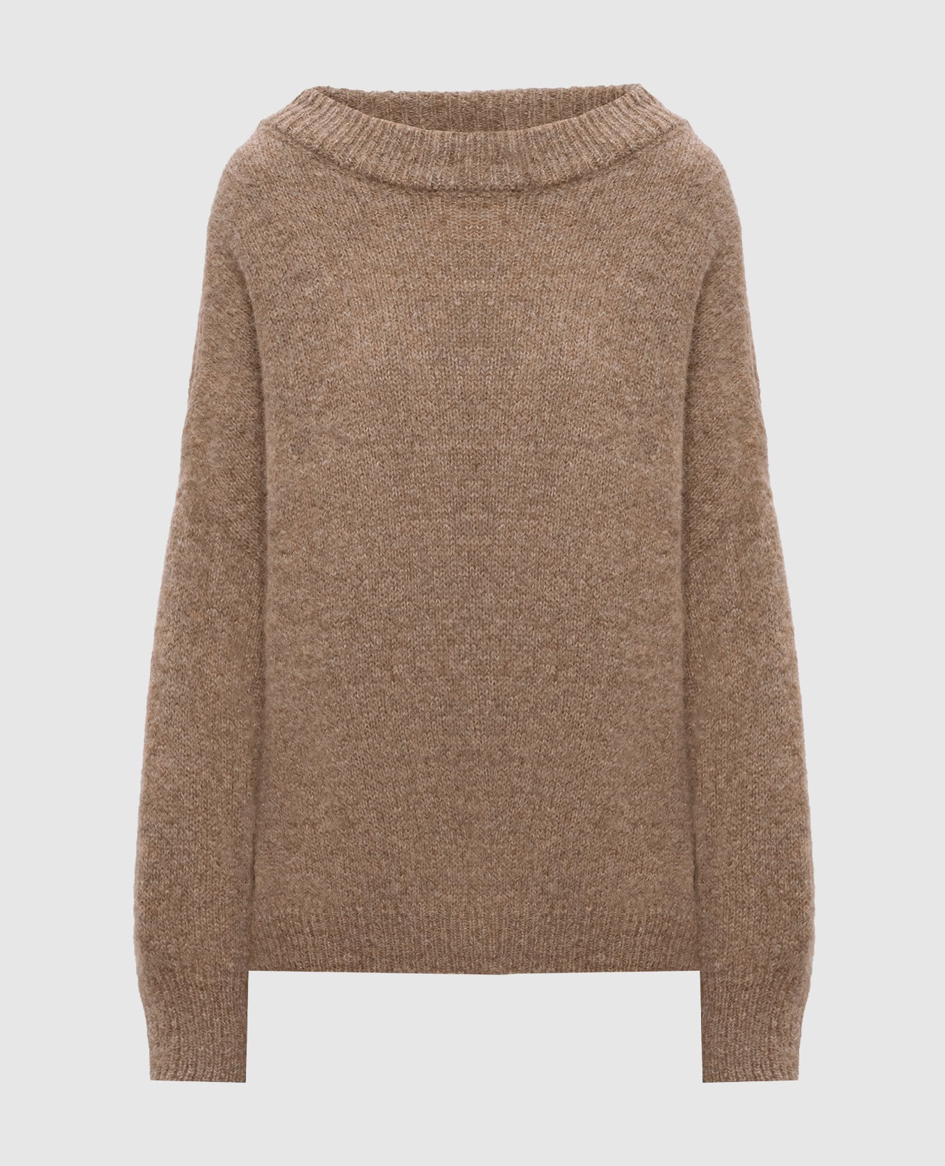 Свитер с шерстью альпаки и кашемиром коричневого цвета