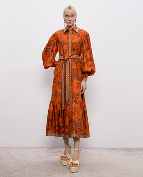 Alemais Помаранчева сукня-сорочка Monkey Dance із шовку 6882D