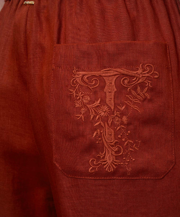 Twinset Терракотовые брюки из льна 261TT2302 изображение 4