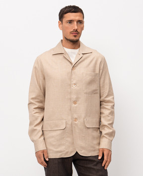 Stefano Ricci Бежевая рубашка из льна, шерсти и шелка SP008138B127HA