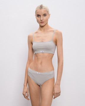 Maison Margiela MM6 Сірий топ з нашивкою емблеми MKRK50010