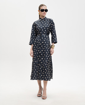 Max Mara Синее платье LEVA из шелка в горох SMMLEVA